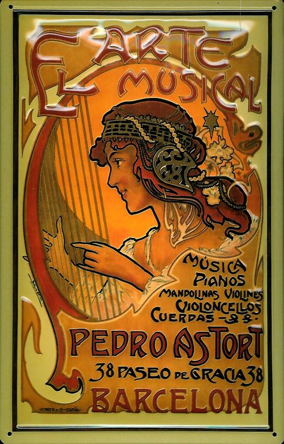 B461-El-Arte-Musi Blechschild Arte Musical Plakat Barcelona Werbeschild Schild Nostalgieschild