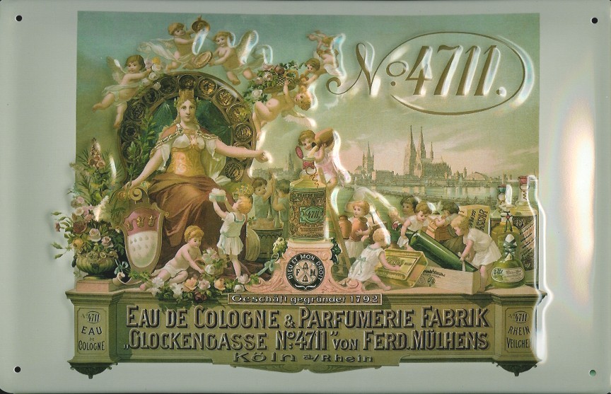 A402-4711Fabrik Blechschild 4711 kölnisch Wasser Fabrik Eau de Cologne Parfum Schild Werbeschild Nostalgieschild