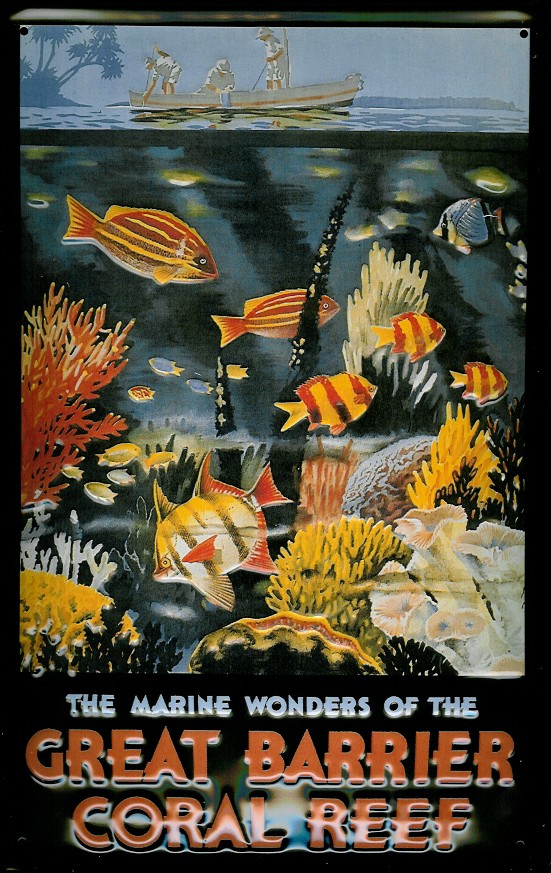 Blechschild Nostalgieschild Great Barrier Reef Australien Schild Riff Australia Korallenriff