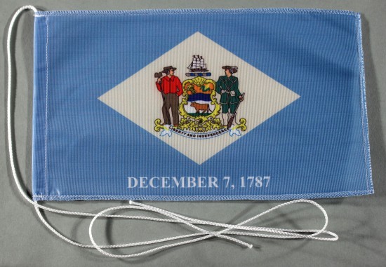 1159tischfahne-delaware Tischflagge Delaware USA Bundesstaat US State 25x15 cm optional mit Holz- oder Chromständer Tischfah