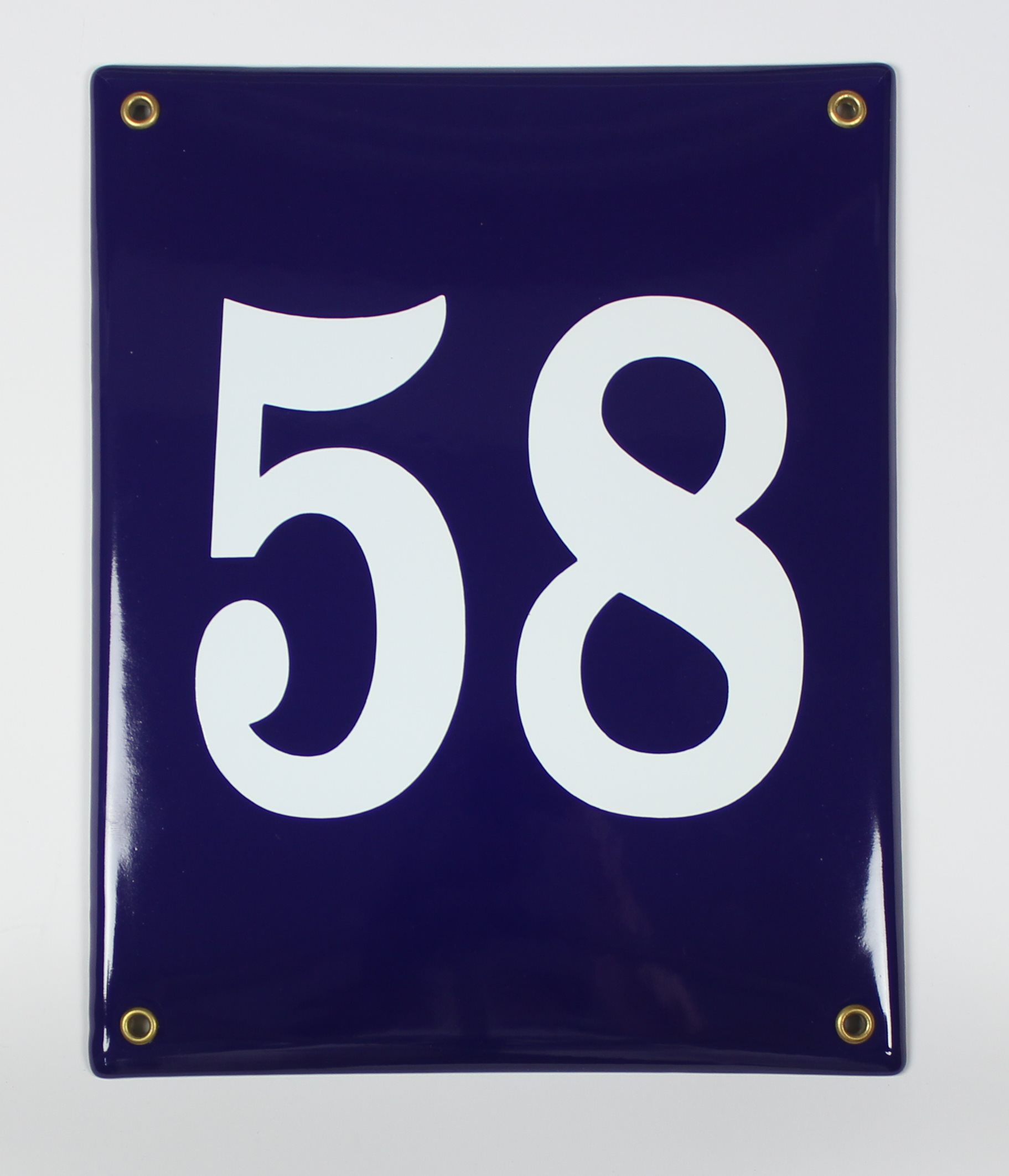 58-mhs-dunkelblau Hausnummernschild 58 blau 25x20 cm Emailleschild