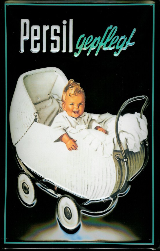 Blechschild Persil gepflegt Kinderwagen Waschpulver BabySchild retro Werbeschild Nostalgieschild