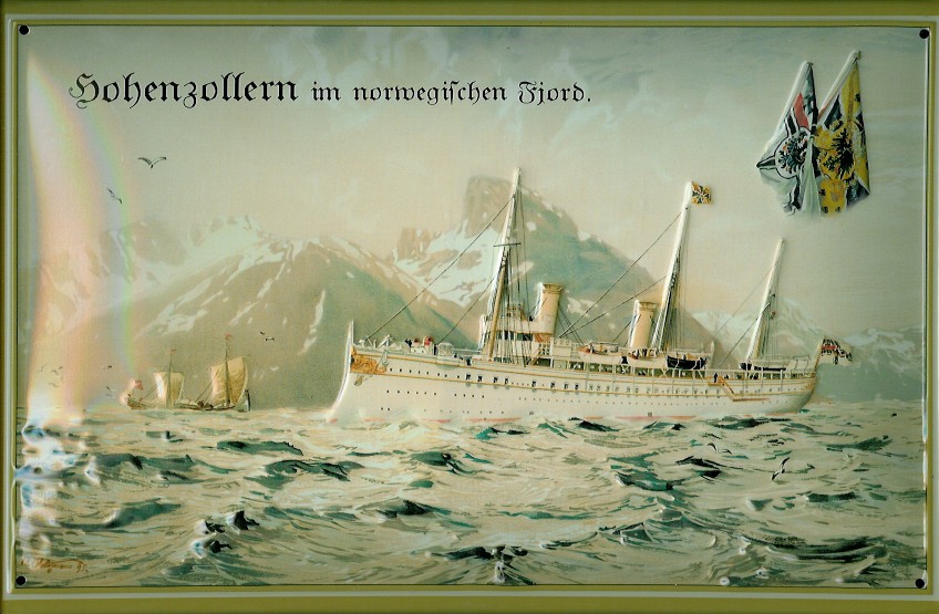 Blechschild Hohenzollern Dampfer Norwegen Fjord Schiff Schild Nostalgieschild