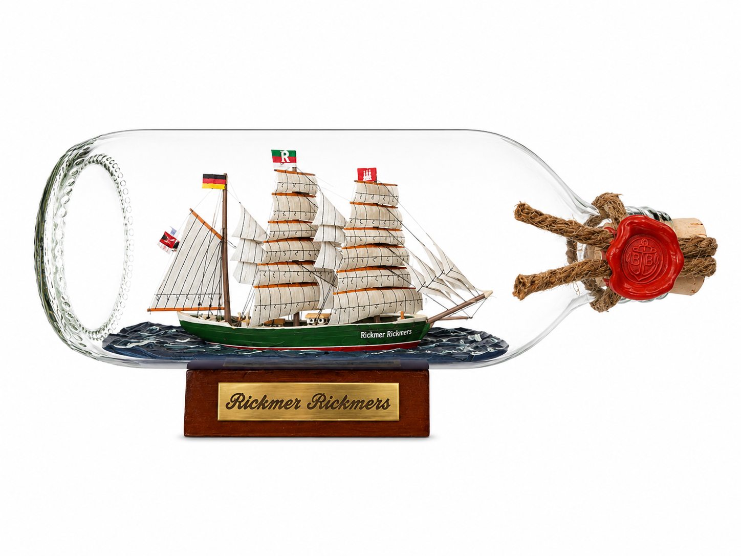 Rickmer Rickmers runde Flasche 0,3 Liter Buddelschiff Flaschenschiff