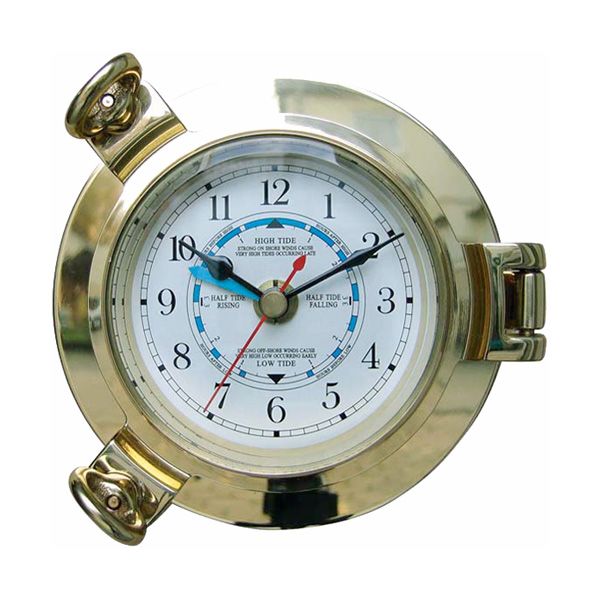 Tidenuhr-14cm Tidenuhr Bullauge Quarz 14cm Messing Schiffsuhr