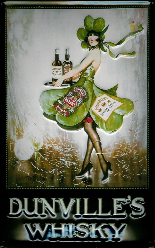 D179-Dunvilles Blechschild Dunville's Whisky Kleeblatt Girl Whiskey retro Schild Nostalgieschild