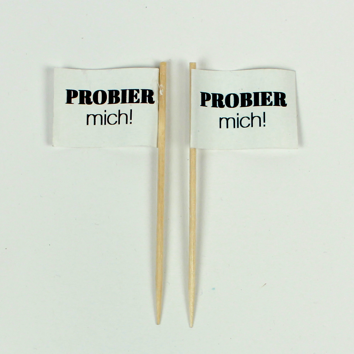Probier-mich-schwarz-weiss Party Picker Probier mich! Papierfähnchen