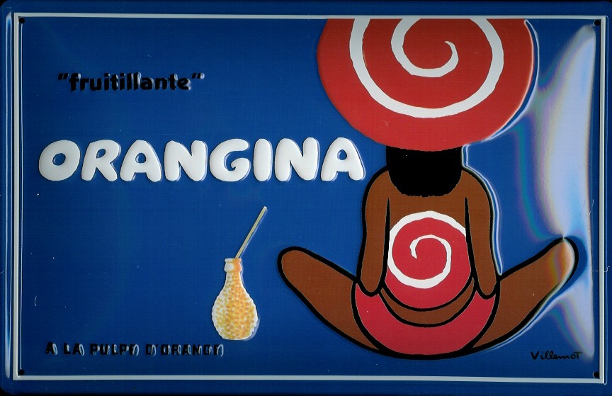 Blechschild Orangina Orangensaft Fruitilante retro Werbeschild vintage Schild sign