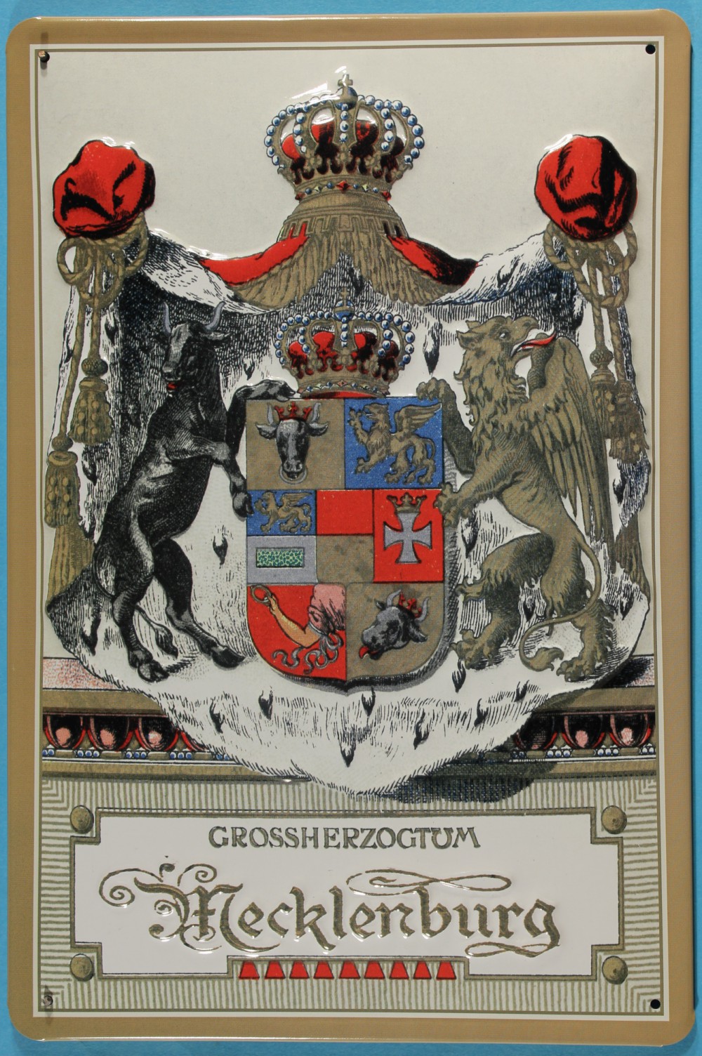 Blechschild Nostalgieschild Grossherzogtum Mecklenburg Wappen Schild Wappenschild