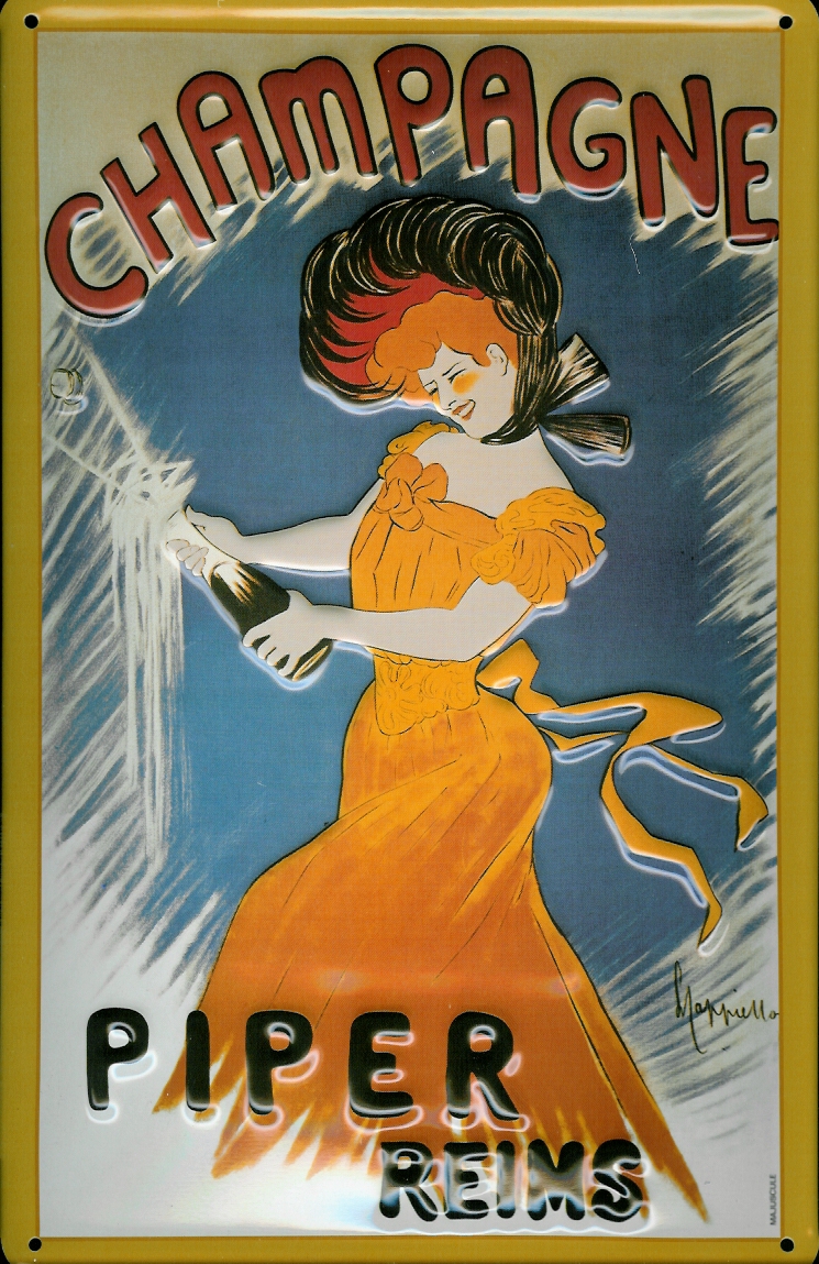 D192-Champagne-Piper Blechschild Champagner Piper Reins Schild Champagne Sekt Kneipenschild