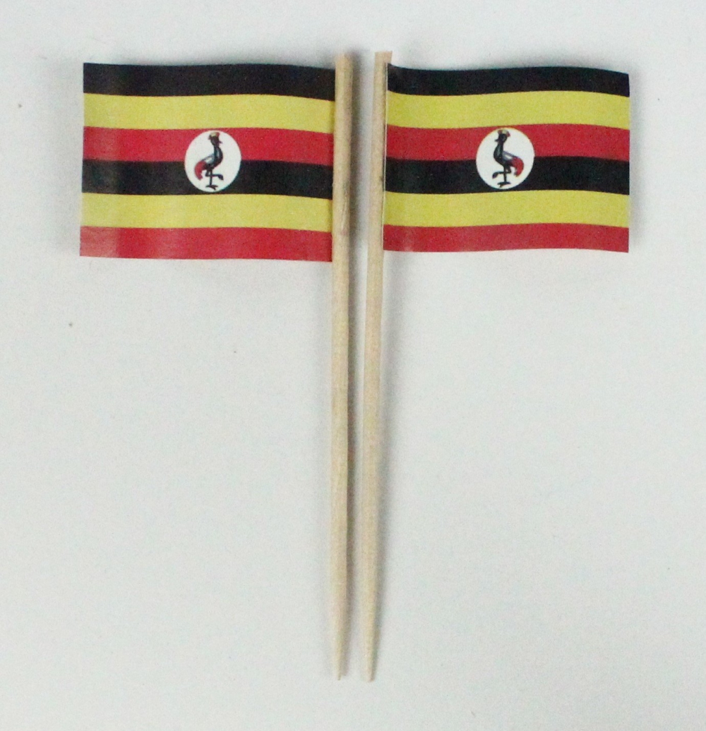 13851JBtkXRBms1ZwB Party-Picker Flagge Uganda Afrika Papierfähnchen in Spitzenqualität 50 Stück Beutel