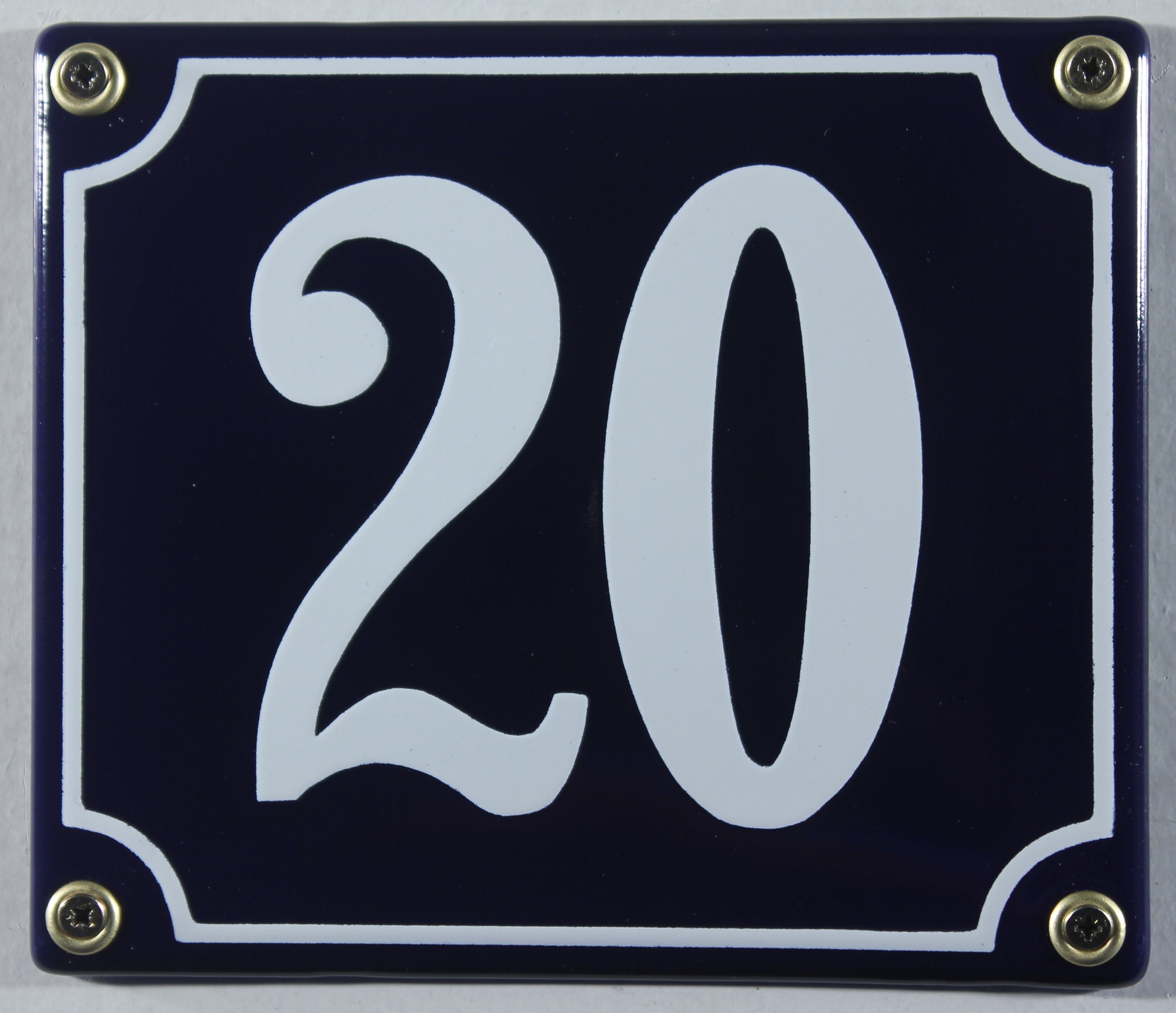 Hausnummernschild Emaille 20 blau - weiß 12x14 cm sofort lieferbar Schild Emaile Hausnummer Haus Num