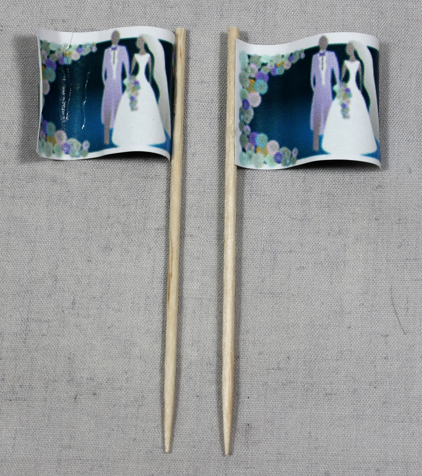 deko-picker-hochzeit-1 Party-Picker Flagge Hochzeit 1 Brautpaar Papierfähnchen in Spitzenqualität 50 Stück Beutel