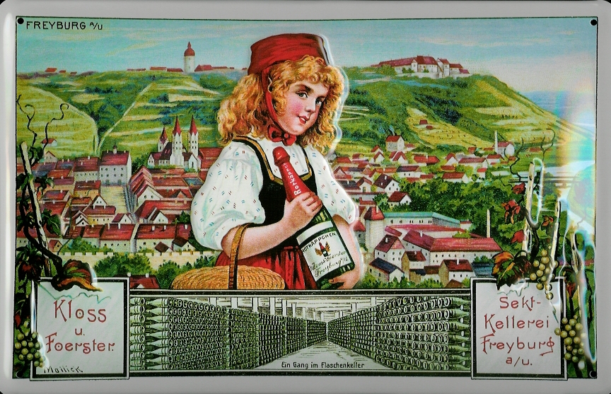 Blechschild Sektkellerei Freyburg Rotkäppchen Sekt Schild retro Werbeschild