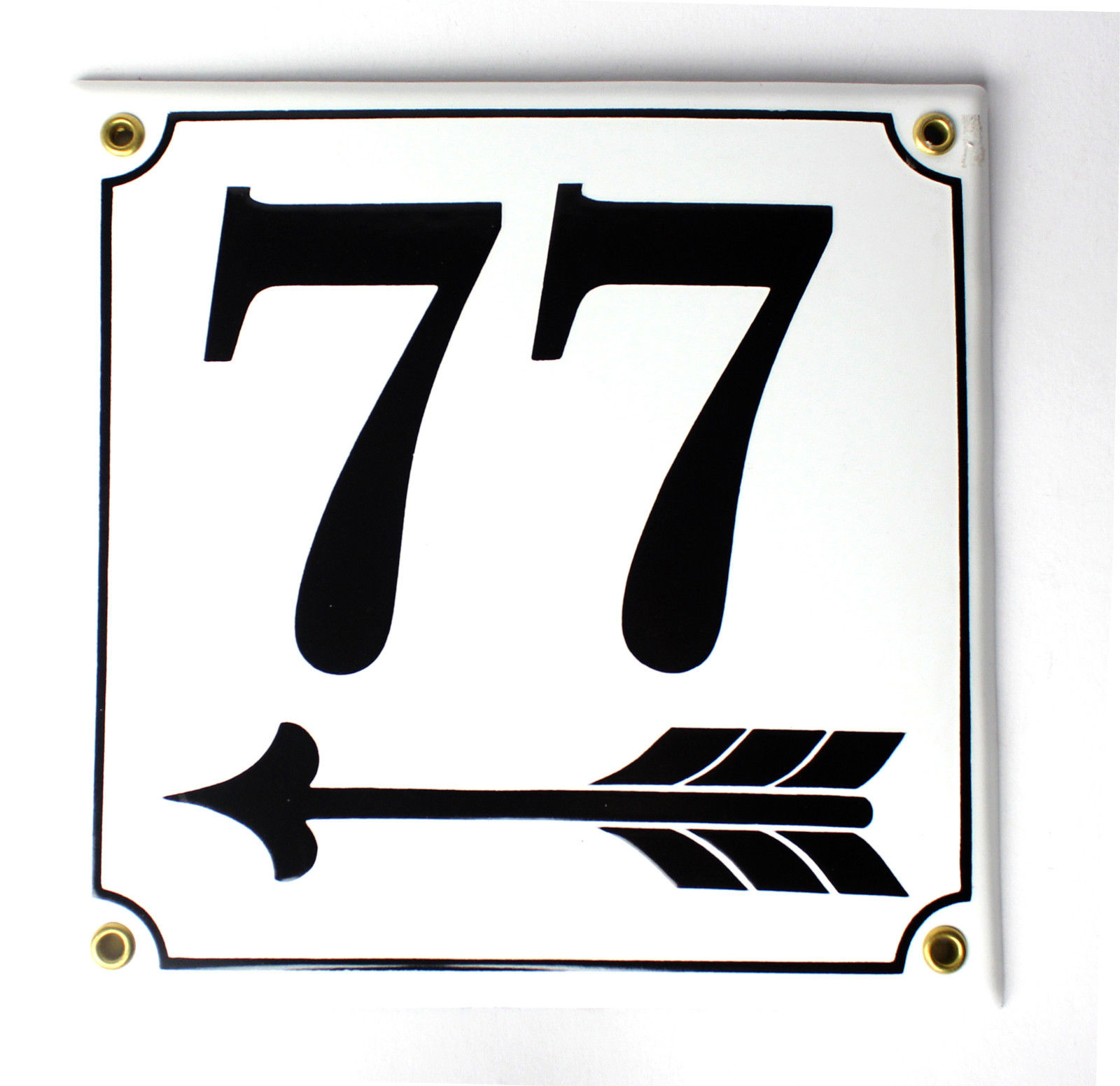 Berliner-Hausnummer Hausnummernschild Berlin mit Pfeil & Hausnummer. Emailleschild selbst gestalten aus 20x20 cm