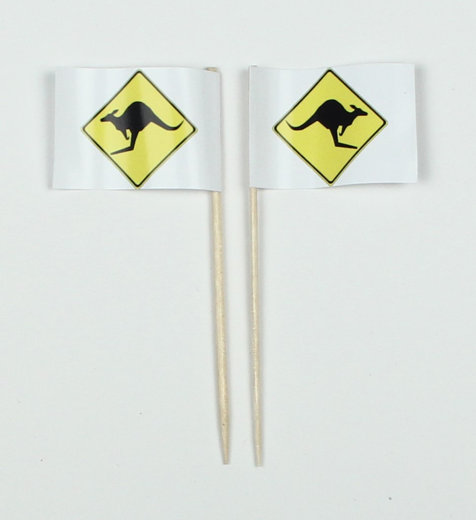 13866 Party-Picker Flagge Känguru Australien Verkehrsschild Papierfähnchen in Spitzenqualität 50 Stück Beu