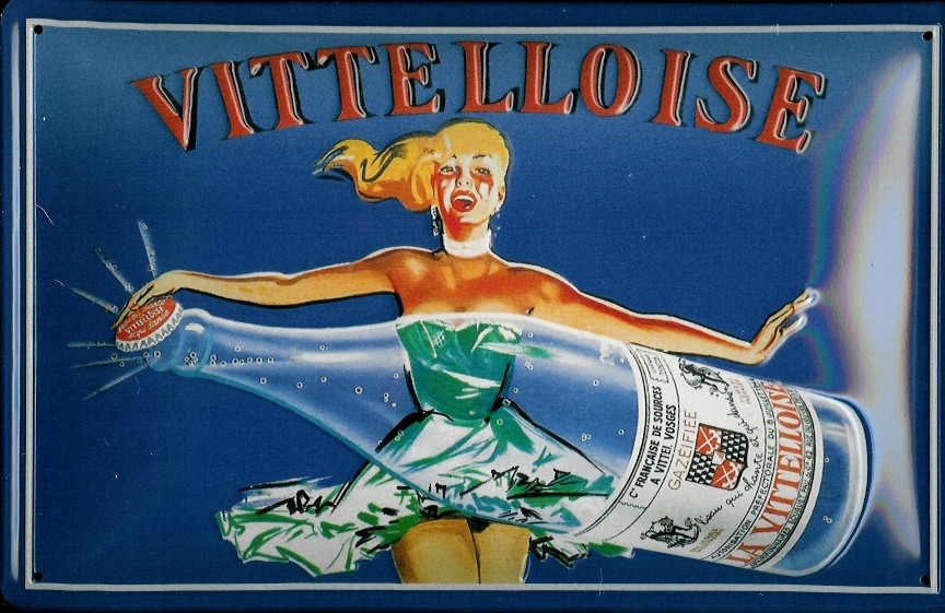 Blechschild Vittelloise Mineralwasser Frankreich retro Schild Werbeschild