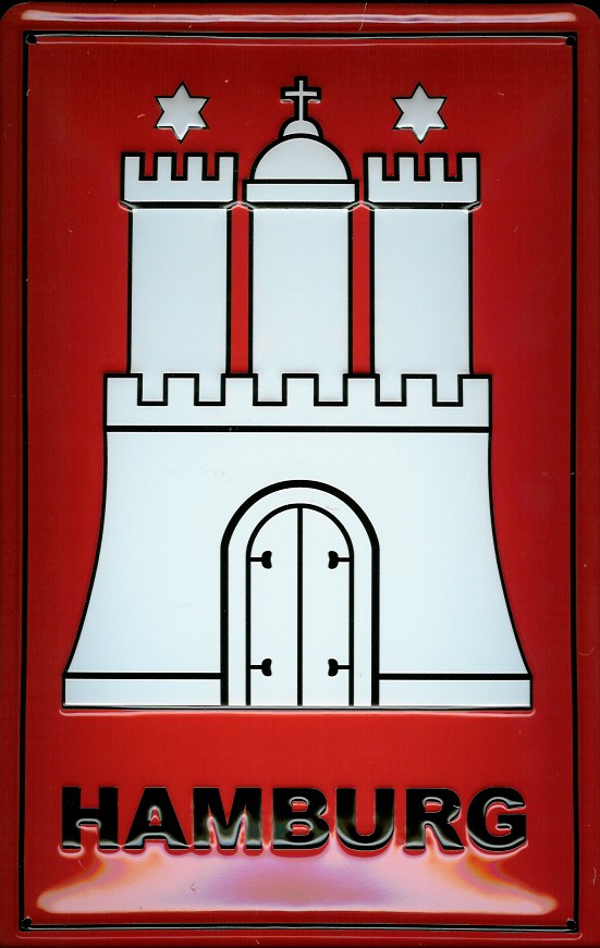 Blechschild Nostalgieschild Hamburg Wappen Stadtwappen