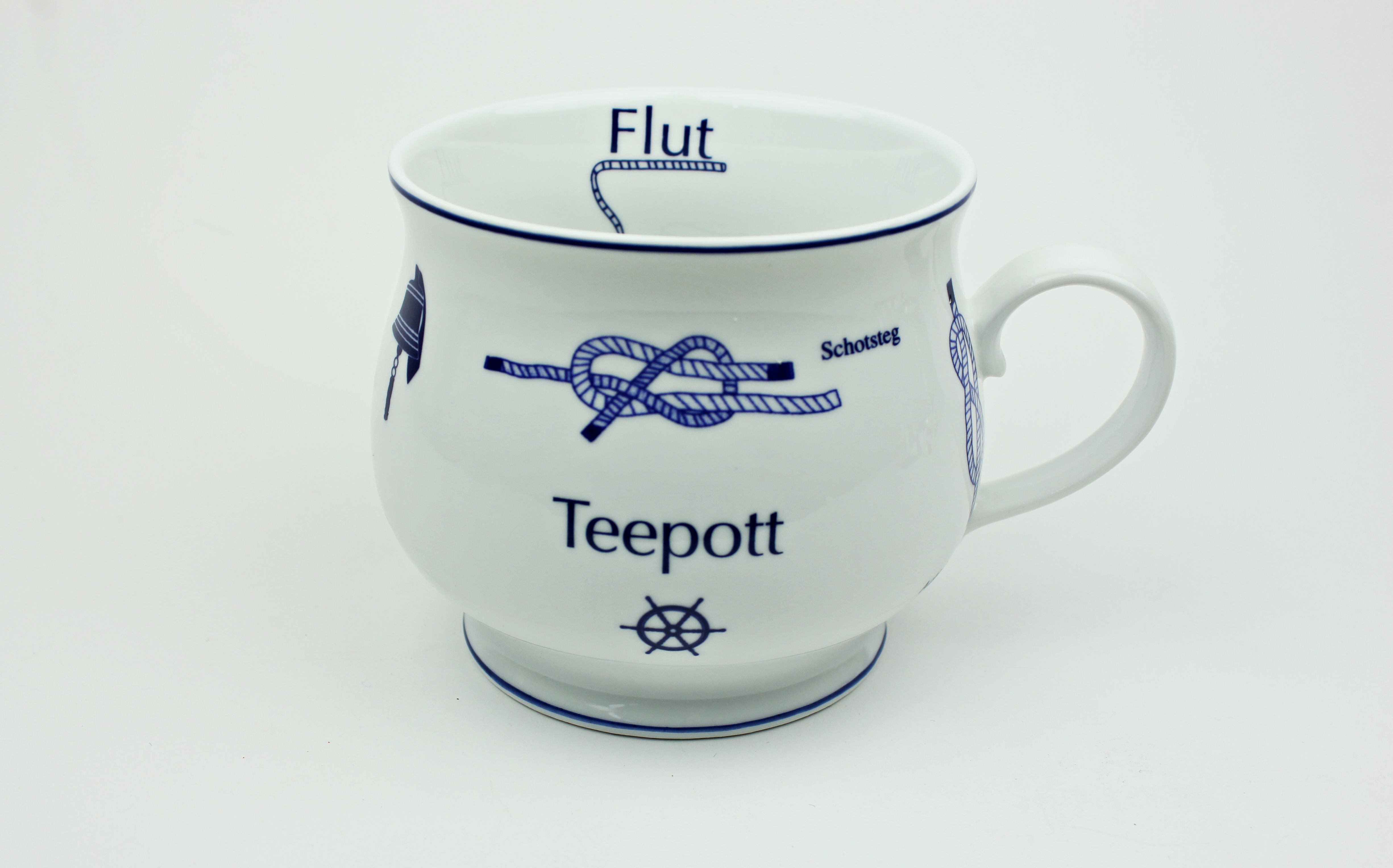 Teepott-Becher-bauchig Knotenbecher Teepott mit Seemannsknoten bauchig Souvenir Teetasse Tee Becher Andenken