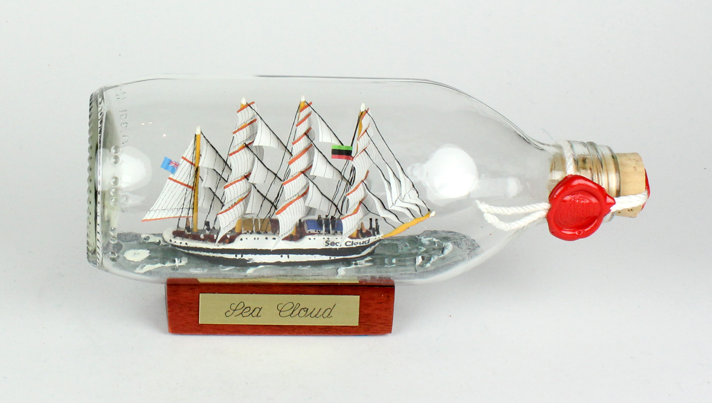 Sea-Cloud-330 Sea Cloud runde Flasche 0,3 Liter Buddelschiff Flaschenschiff