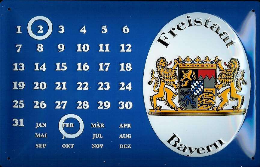 Blechschild Nostalgieschild Freistaat Bayern Magnet Kalender