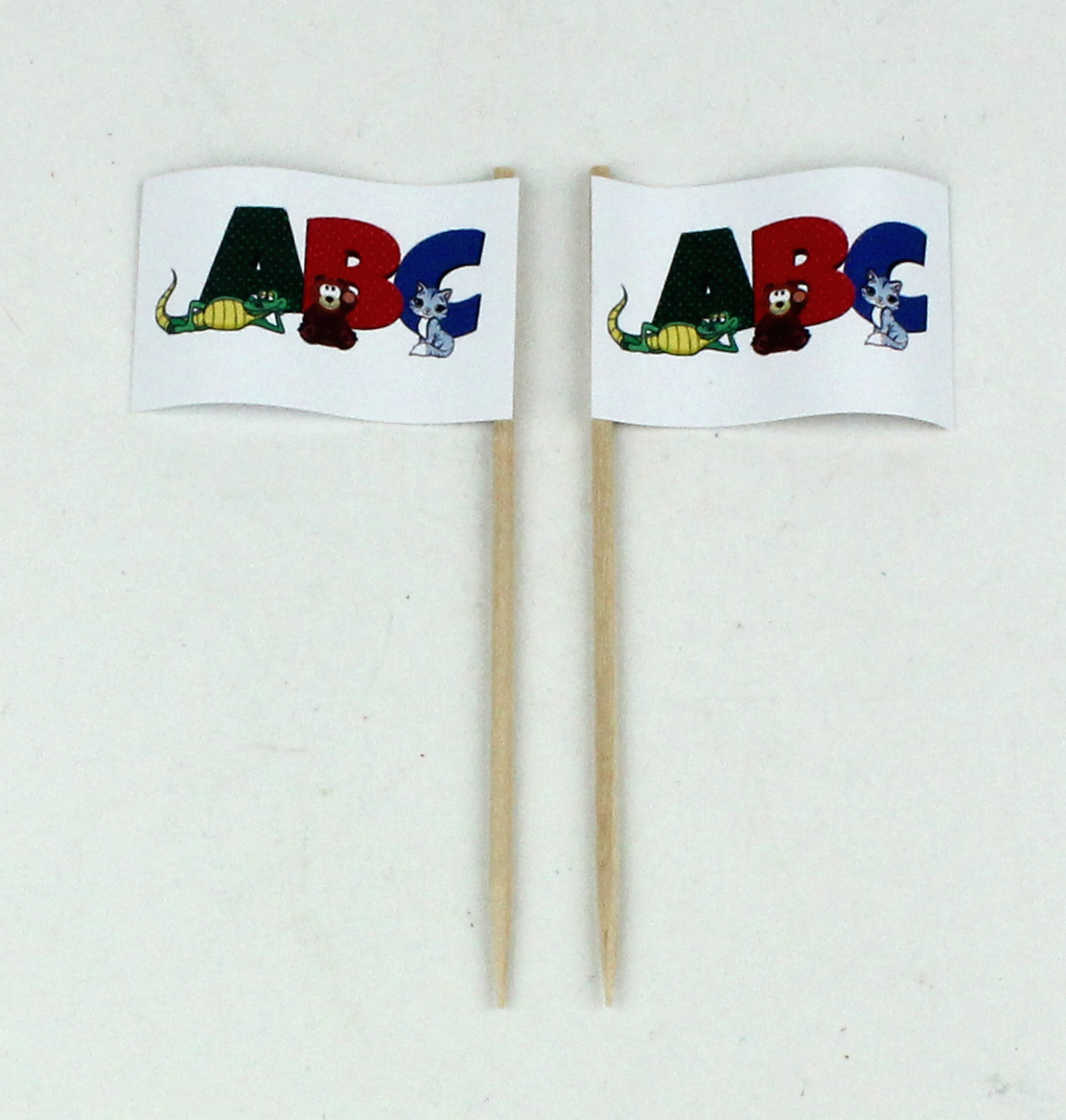 Picker_ABC Party-Picker Flagge ABC Tiere Papierfähnchen in Spitzenqualität 50 Stück Beutel