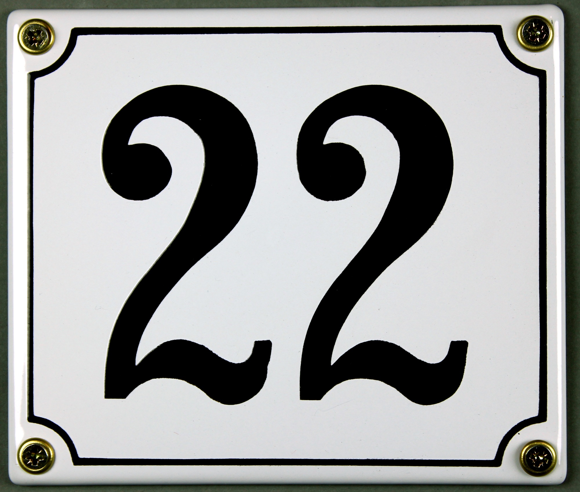 hausnummer-22-weiss-hausnummernschild-emaille Hausnummernschild 22 weiß 12x14 cm sofort lieferbar Schild Emaille Hausnummer Haus Nummer Zahl Ziffe