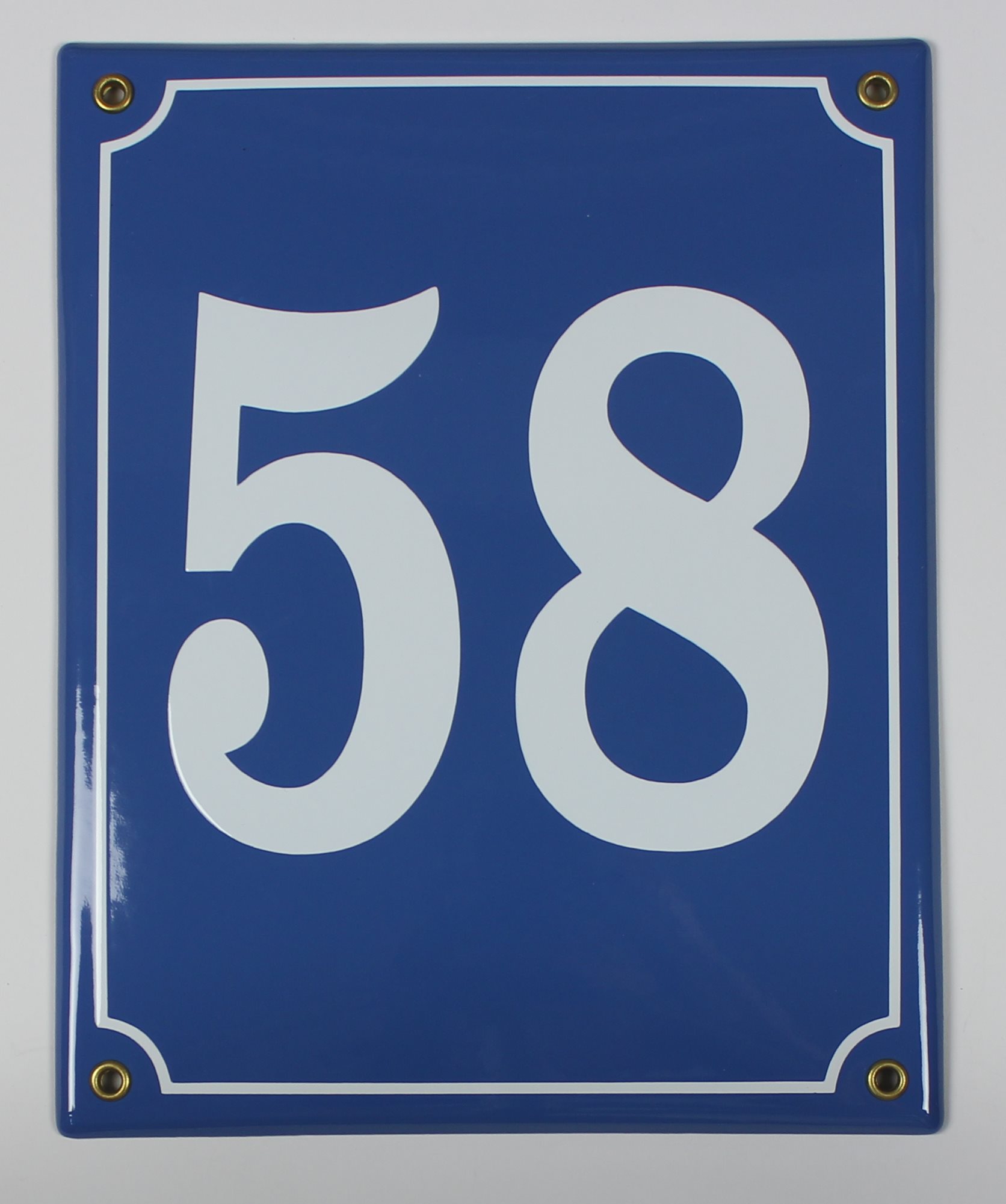 58-mhs Hausnummernschild 58 mittelblau 25x20 cm Emailleschild