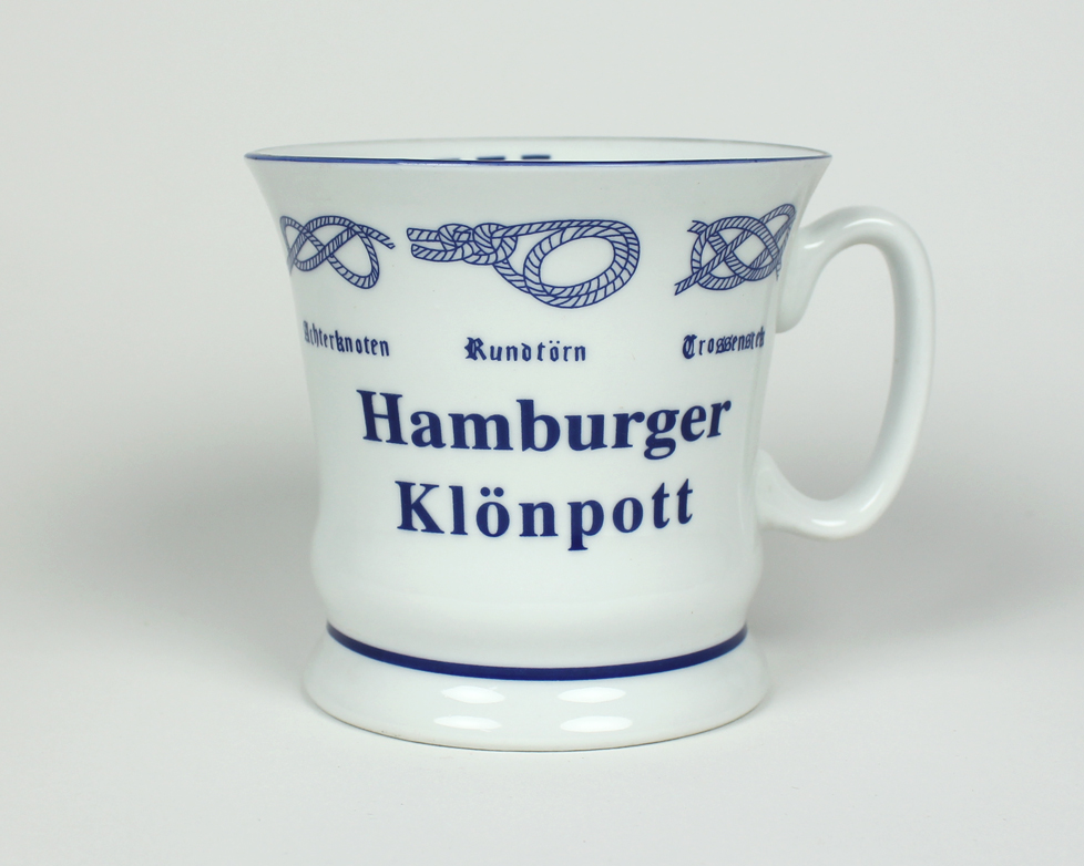 Hamburger-Kl-npott_hoch Knotenbecher Hamburger Klönpott mit Seemannsknoten hoch Kaffeebecher Kaffeetasse Kaffee Pott