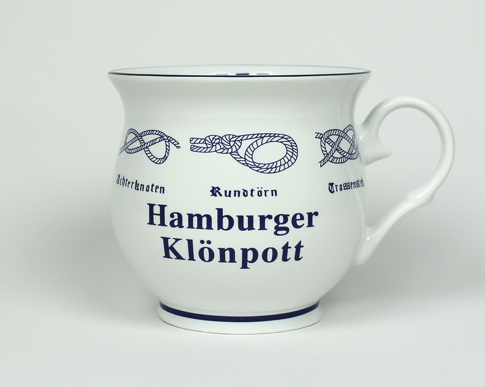 Hamburger-Kl-npott_bauchig Knotenbecher Hamburger Klönpott mit Seemannsknoten bauchig Kaffeebecher Kaffeetasse Kaffee Pott