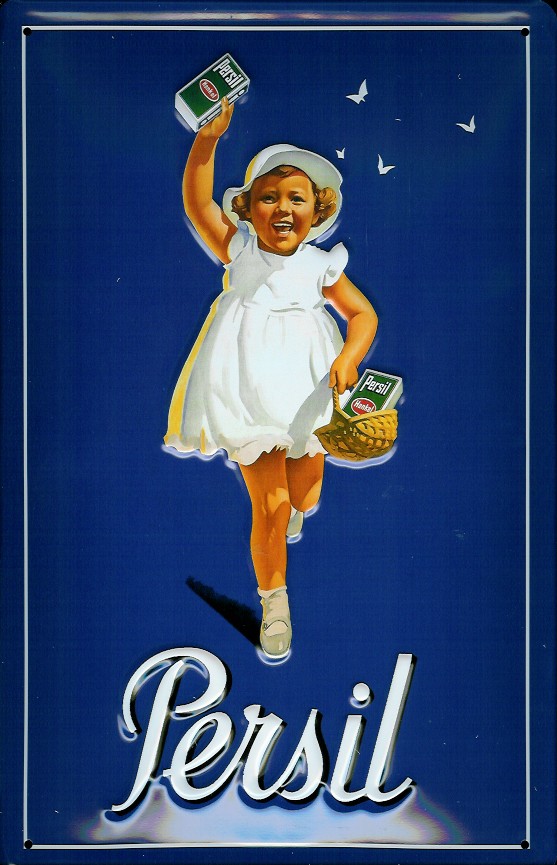 Blechschild Persil blau Kind Waschpulver Schild Nostalgieschild