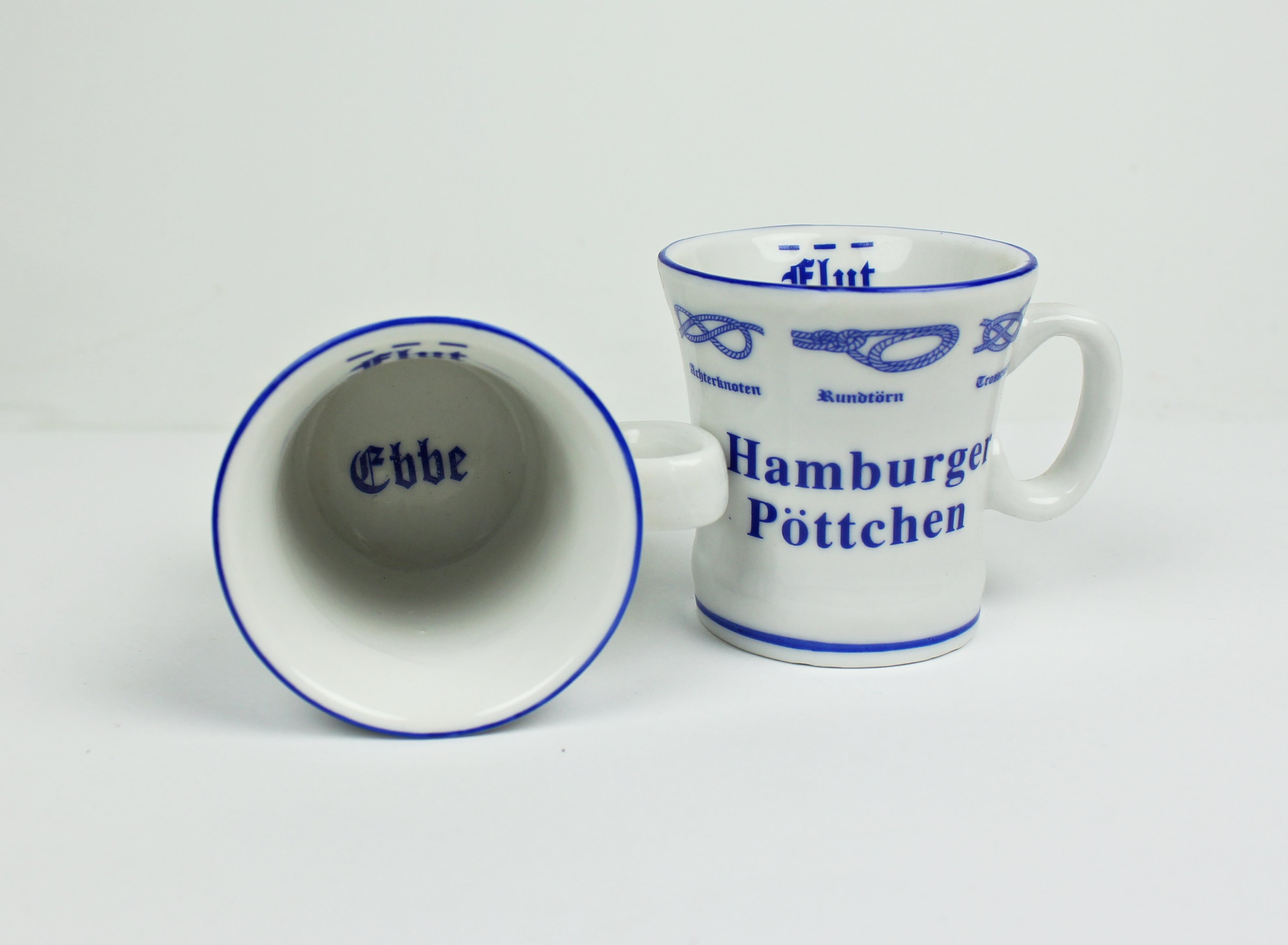 Knotenbecher 2er Set Hamburger Pöttchen mit Seemannsknoten hoch Pott Mini Becher Schnaps Schnapsglas