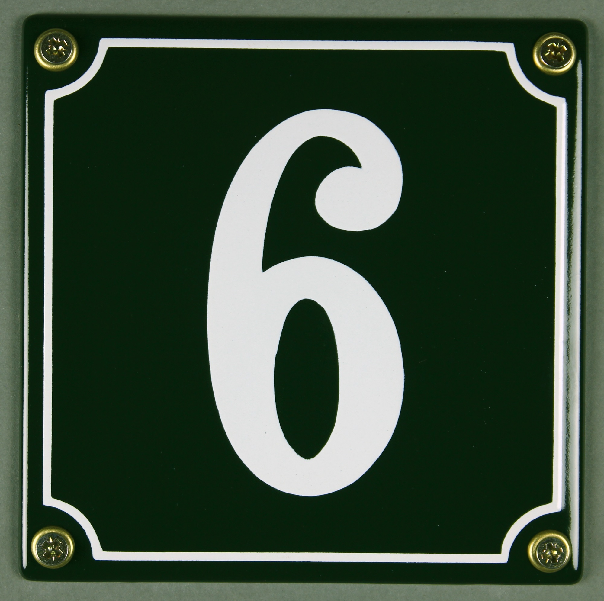 Hausnummernschild 6 grün 12x12 cm sofort lieferbar Schild Emaille Hausnummer Haus Nummer Zahl Ziffer