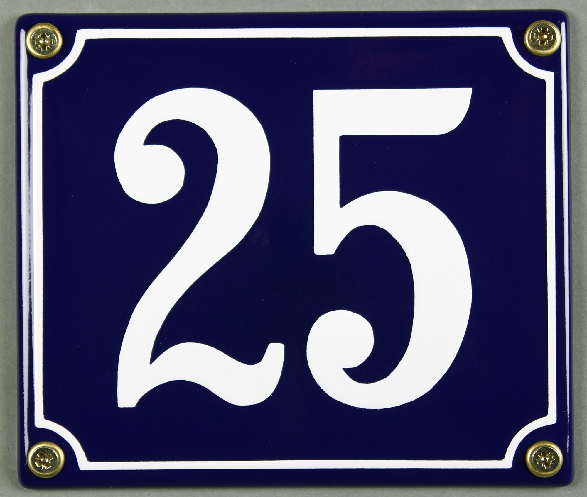Hausnummernschild Emaille 25 blau - weiß 12x14 cm sofort lieferbar Schild Emaile Hausnummer Haus Num