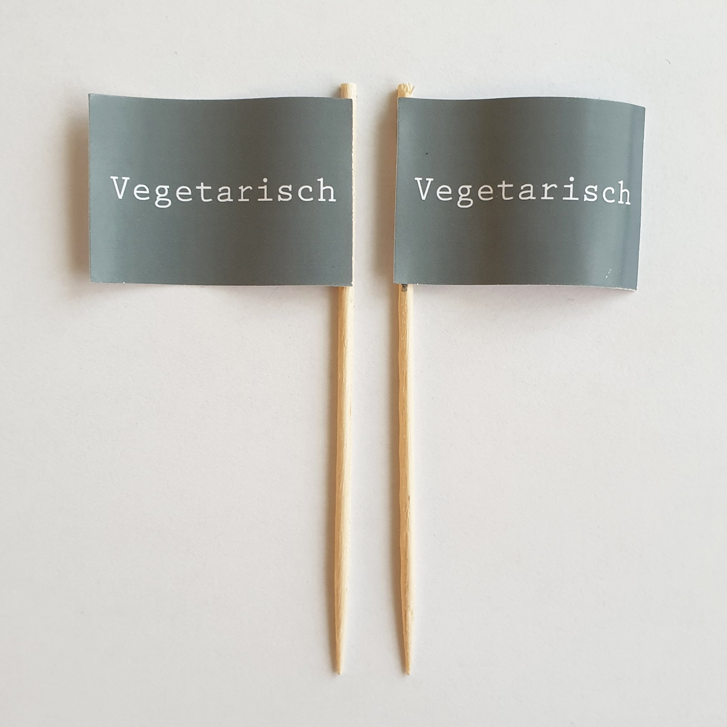 Picker_Grau-Vegetarisch Party-Picker Flagge GRAU Vegetarisch Papierfähnchen in Spitzenqualität 50 Stück Beutel