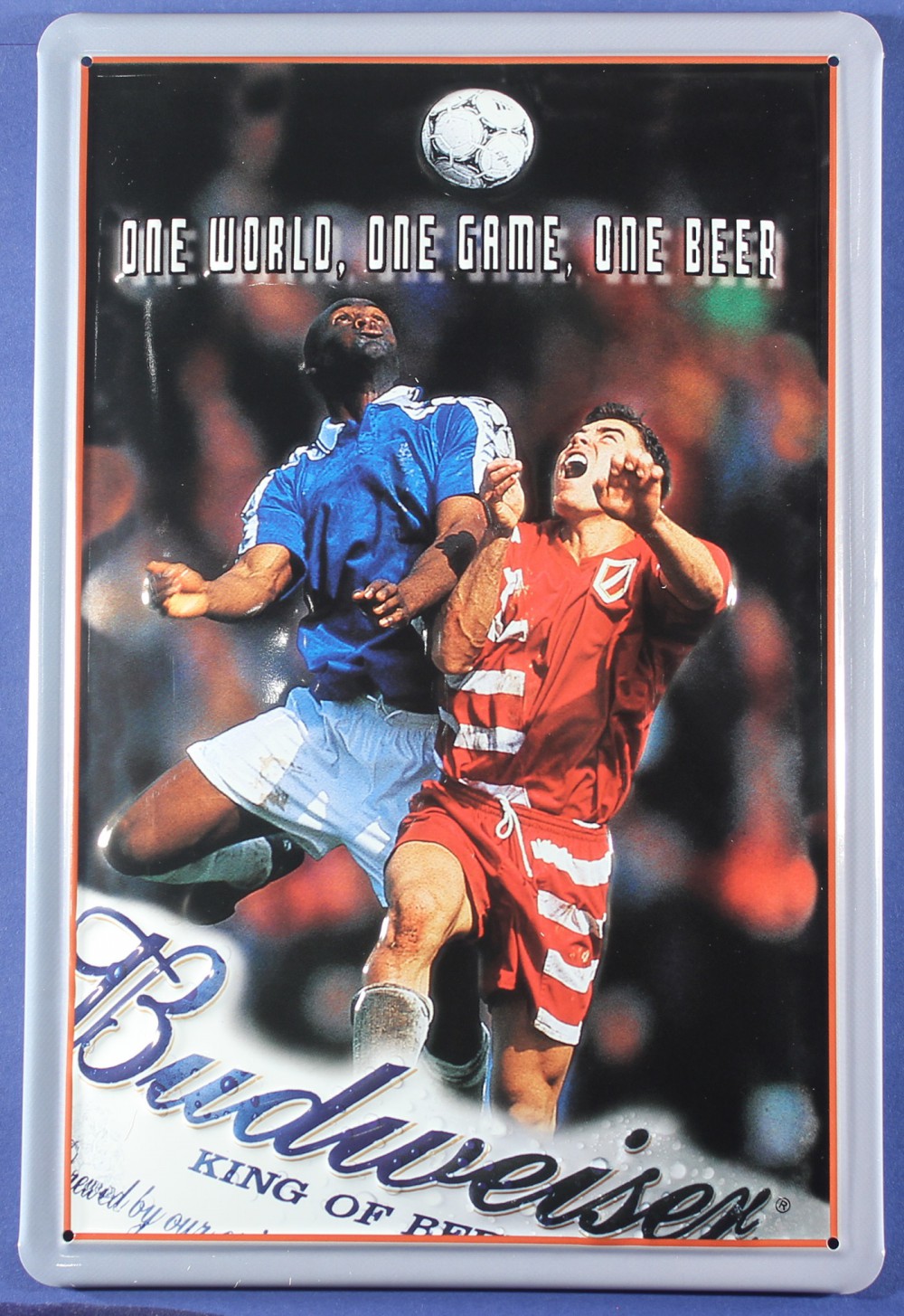 budweiser-bier-fussball-blechschild Blechschild Budweiser Beer Fußball Football Bier Schild Kneipenschild