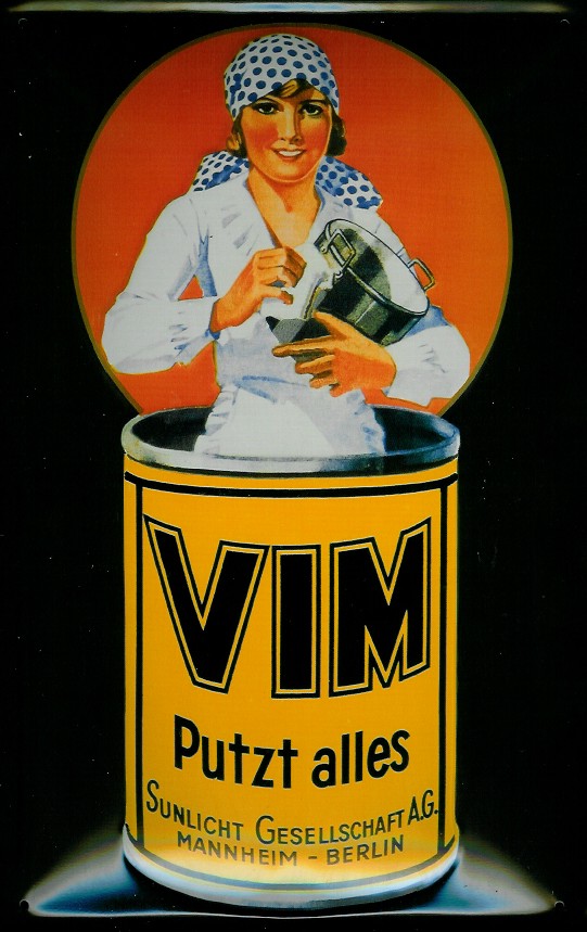 Blechschild Vim putzt alles Scheuerpulver Schild retro Werbeschild Nostalgieschild
