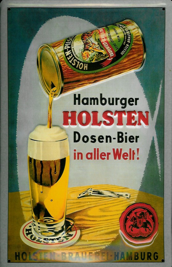 Blechschild Holsten Dosen Bier Hamburg Bierdose Brauerei Schild retro Nostalgieschild