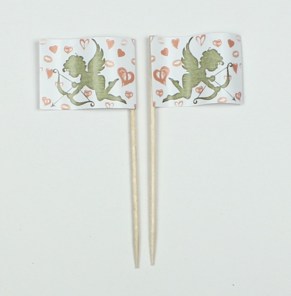 13865 Party-Picker Flagge Anker Gold Herz Valentinstag maritime Hochzeit Papierfähnchen 50 Stück Beutel