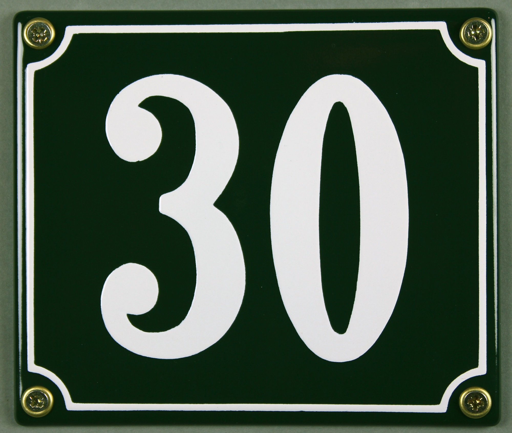 hausnummer-30-gruen-hausnummernschild-emaille Hausnummernschild 30 grün 12x14 cm sofort lieferbar Schild Emaille Hausnummer Haus Nummer Zahl Ziffe