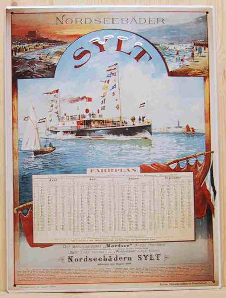 Blechschild Sylt Fahrplan Dampfer Schiff Reederei Schild Nostalgieschild