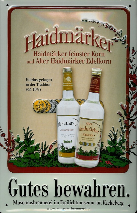 haidmaerker-korn-edelkorn-blechschild Blechschild Haidmärker Korn Edelkorn Freilichtmuseum Kiekeberg Schild Nostalgieschild