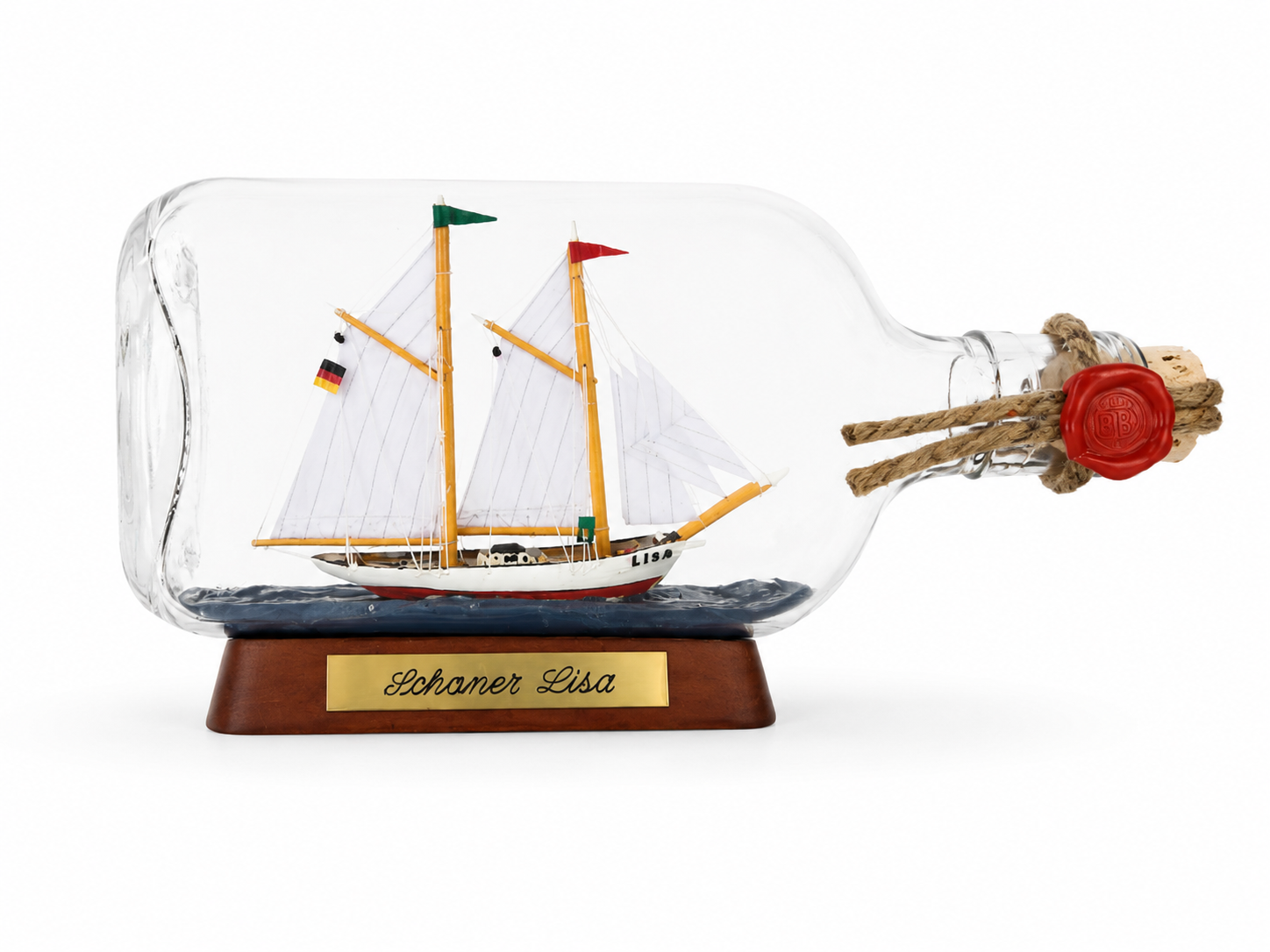 Schoner Lisa Buddelschiff Flachmann 0,375 Liter ca. 21x9 cm