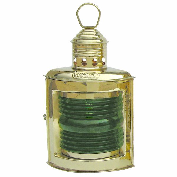 Steuerbordlampe-Petroleum Positionslampe Steuerbordlampe grün Schiffslampe Messing 23cm Petroleumbrenner