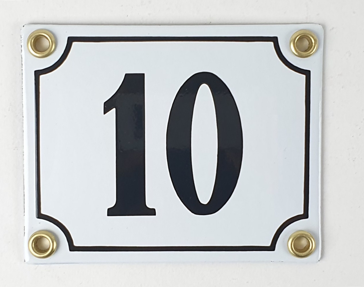 Hausnummernschild 10 weiß 8x10cm Emailleschild Hausnummernschild 10 weiß 8x10cm Emailleschild