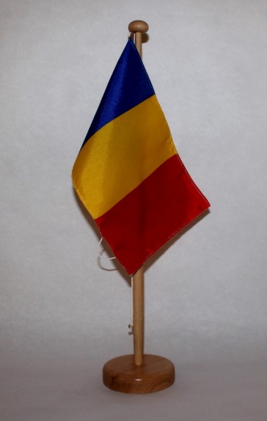 Tischflagge Rumänien 25x15 cm optional mit Holz- oder Chromständer Tischfahne Tischfähnchen