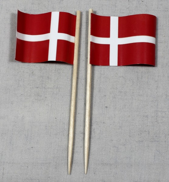 Party-Picker Flagge Dänemark Papierfähnchen in Spitzenqualität 50 Stück Beutel