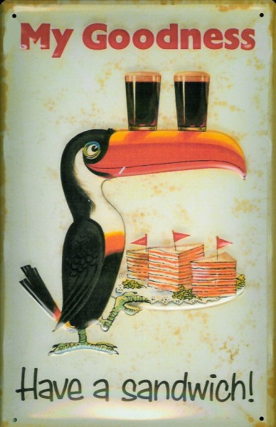 Blechschild Guinness Bier Have a Sandwich! Toucan Schild nostalgisches Werbeschild Tukan