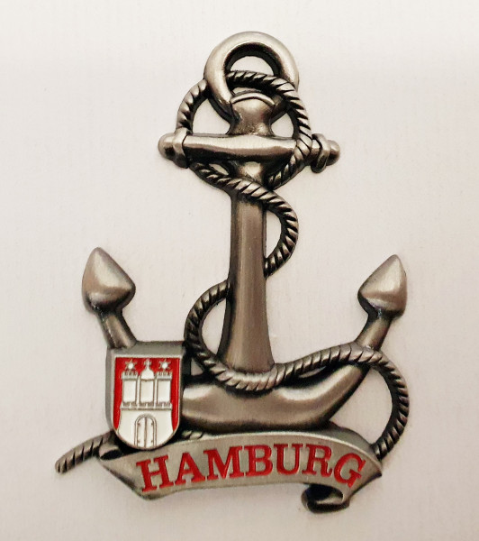 Magnet Anker Tau ROT Silber Titan Hamburg Banderole Wappen Souvenir Mitbringsel Geschenk Deko