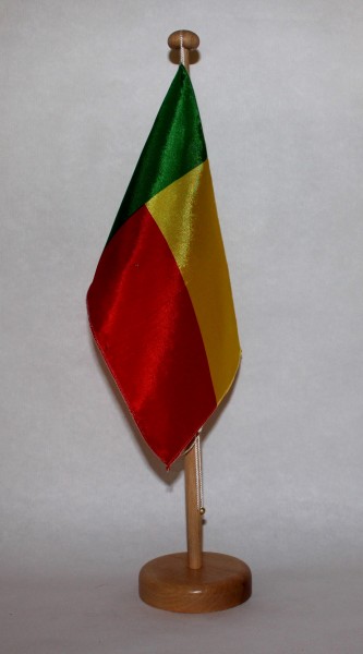 Tischflagge Benin 25x15 cm optional mit Holz- oder Chromständer Tischfahne Tischfähnchen